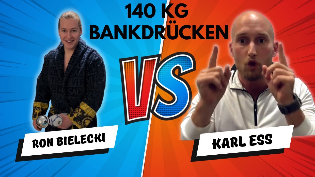 Ron Bielecki vs Karl Ess 140 KG Bankdr&uuml;cken! 100 Tage Fitness Challenge Tag 6