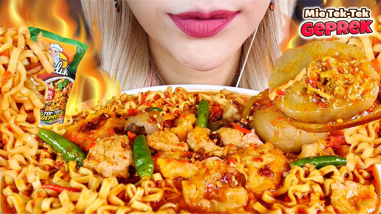 ASMR MUKBANG 🍜💥MIE TEK-TEK GEPREK TERCIDUK KACIDA LADANA🥵❗️ SUPER SPICY INSTANT TEK-TEK NOODLE🌶