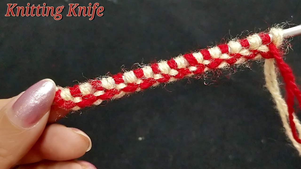 दो रंग के दोहरे फंदे आसान तरीका, Easy Two Colour Old Norwegian Long Tail Cast on