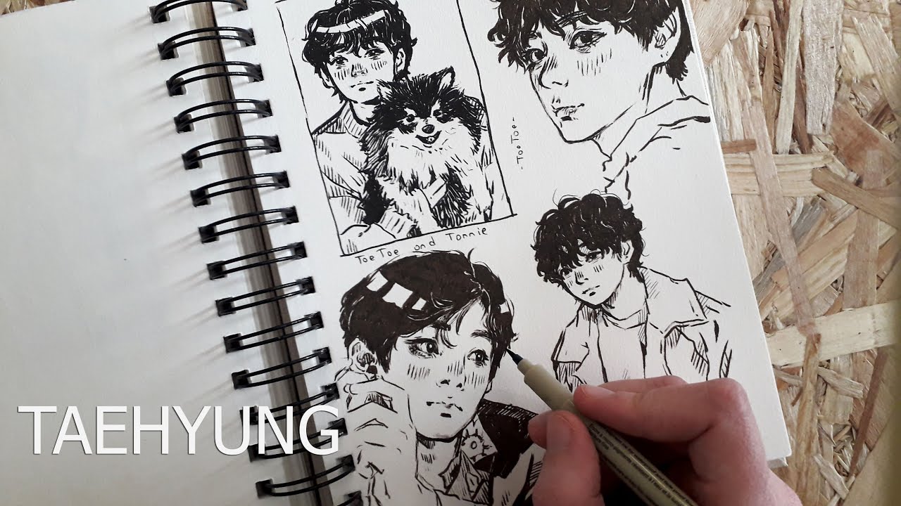 BTS Taehyung ( ft. Tannie ) | Brush Pen Sketches
