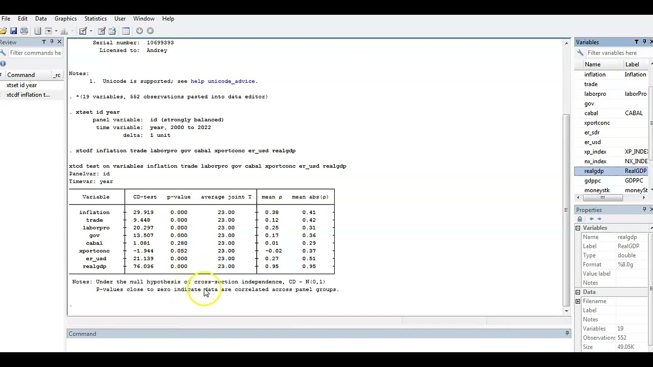 How to test for cross-sectional dependence in Stata.