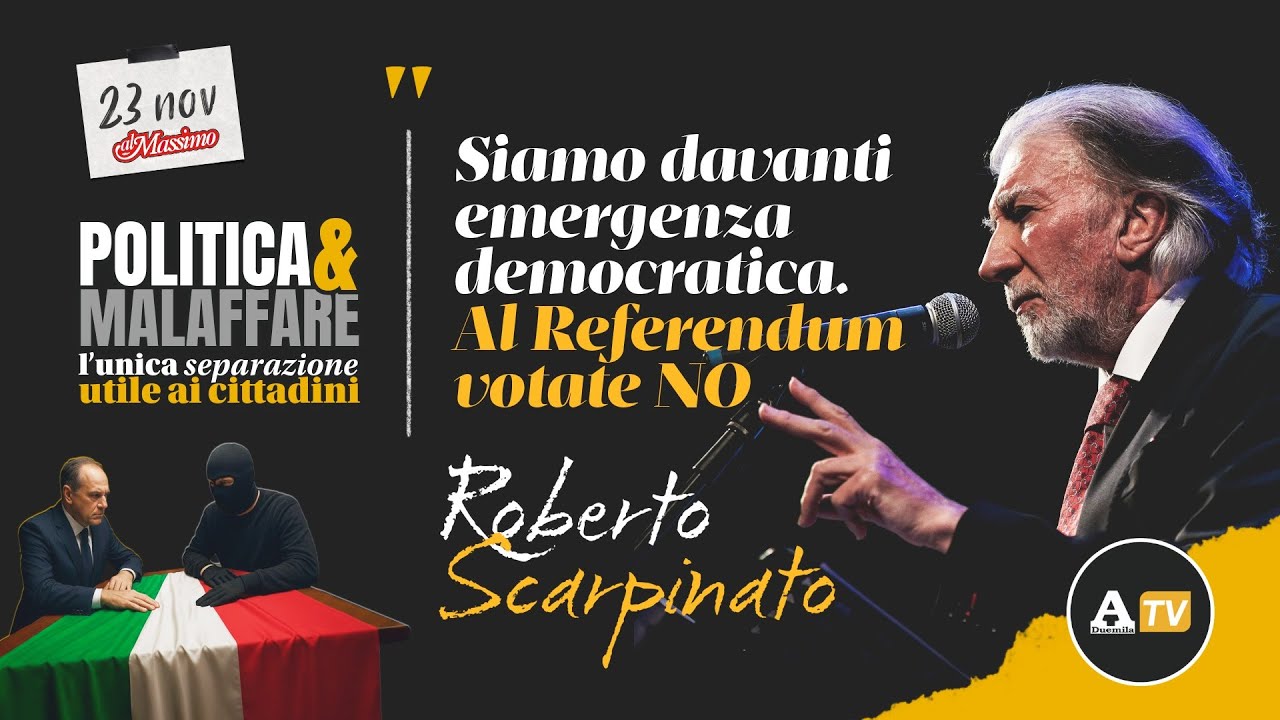 Scarpinato: “Siamo davanti emergenza democratica. Al Referendum votate NO!”