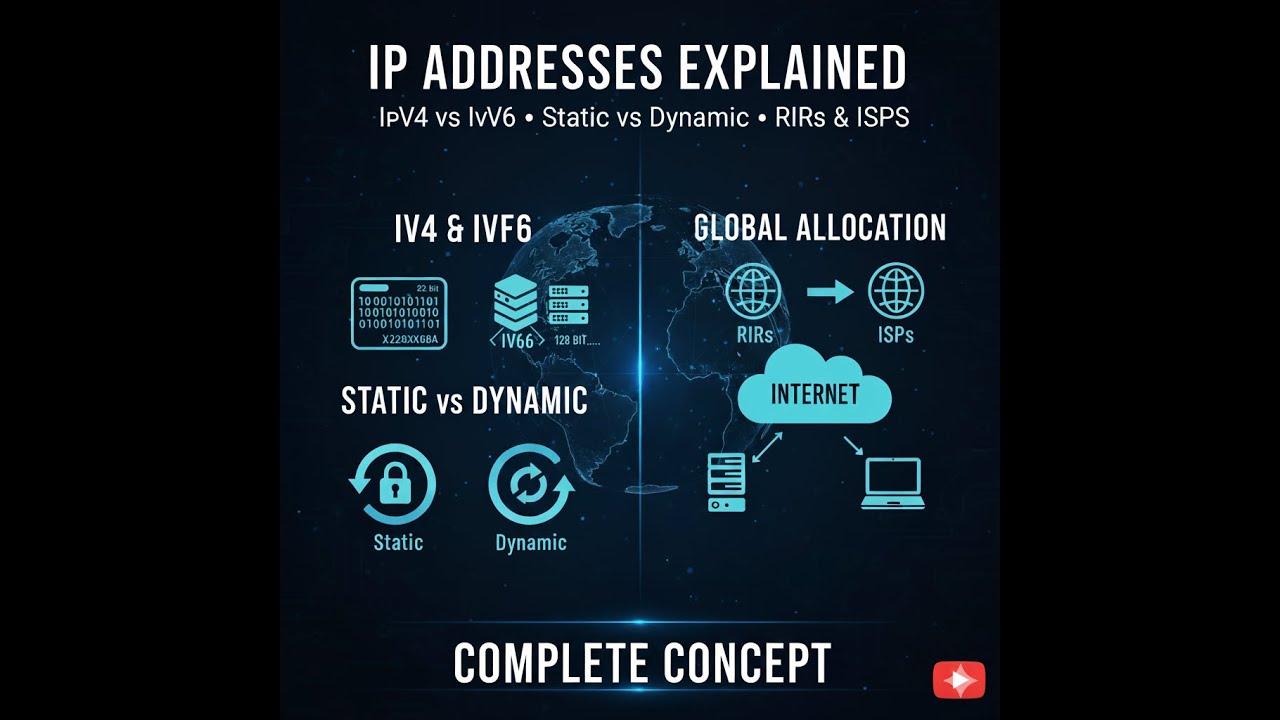 IP Address, IPv4, IPv6, Static IP, Dynamic IP, RIRS, ISPS, complete concept of IP Address Urdu/Hindi