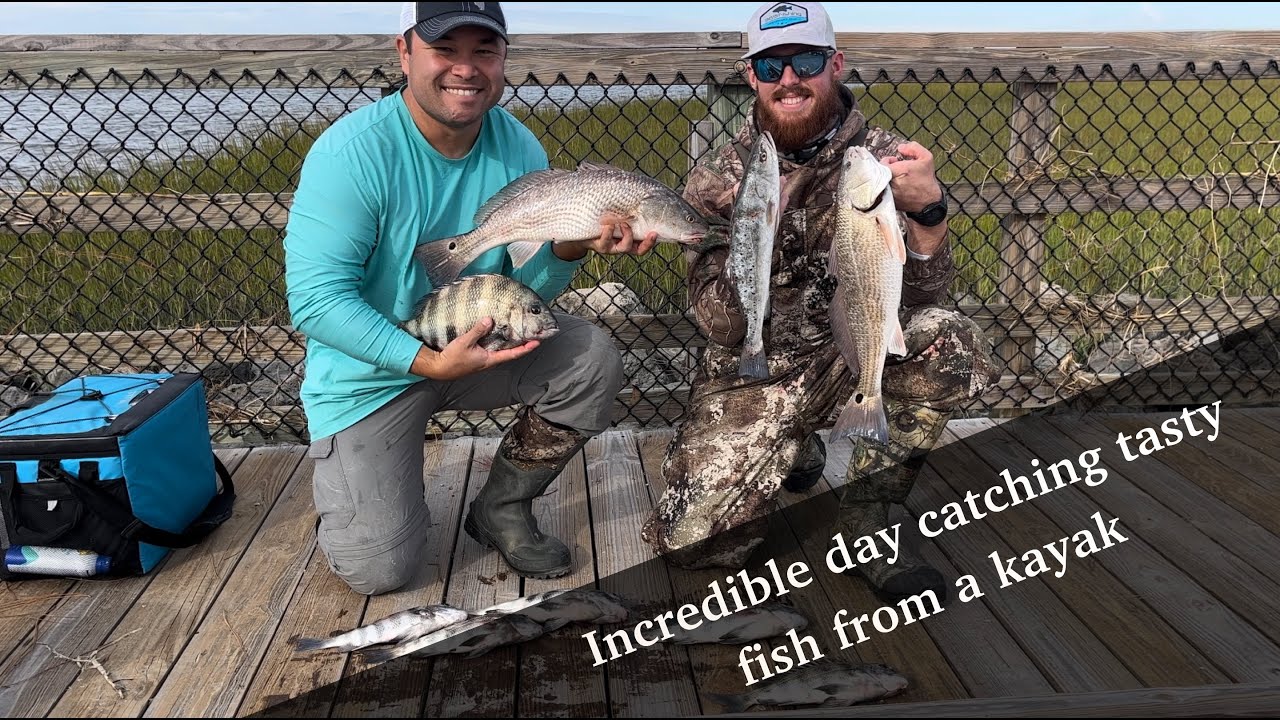 Kayak Fishing in NE Florida (Nassau Sound) for SHEEPSHEAD + RED DRUM)