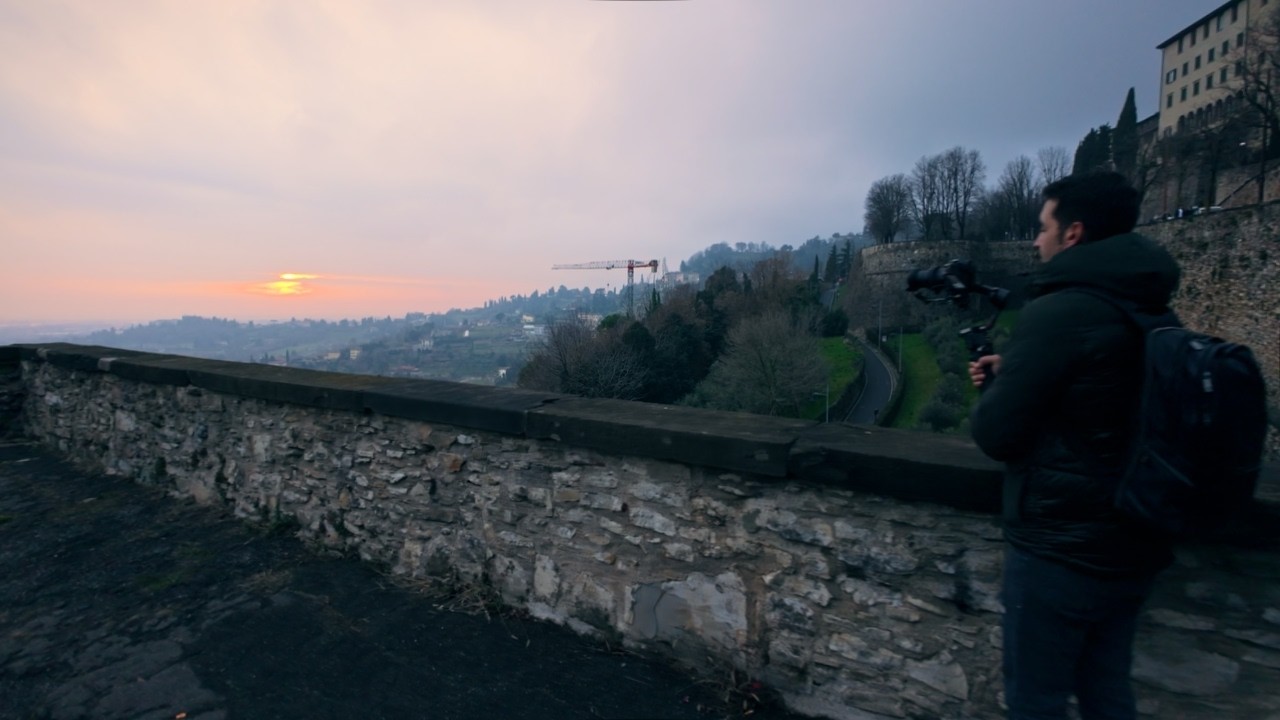 Italy Sunset Walk [4K] Bergamo's Medieval Walls, Old Town