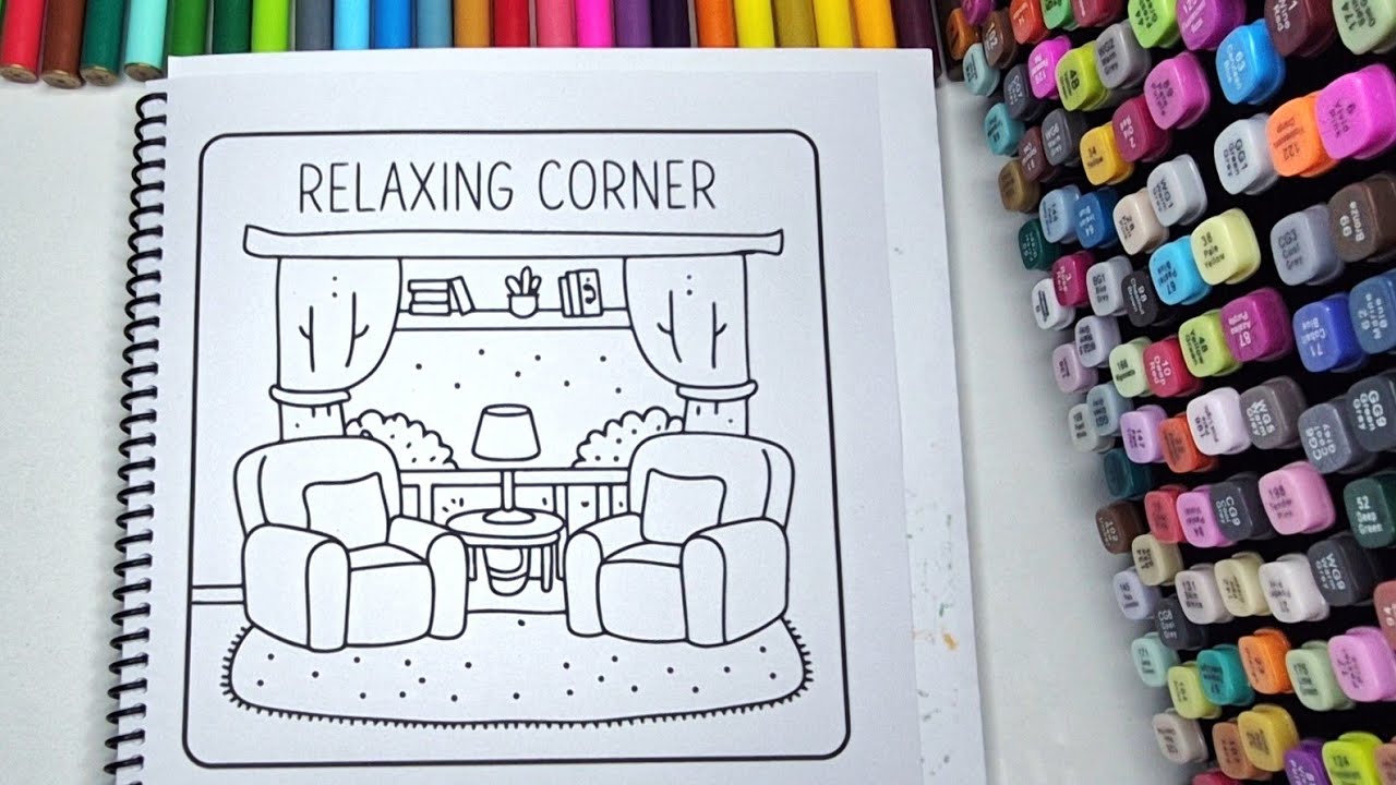 ASMR Coloring | Cute Cozy Relaxing Corner – Cozy Chairs & Window Coloring Vibes
