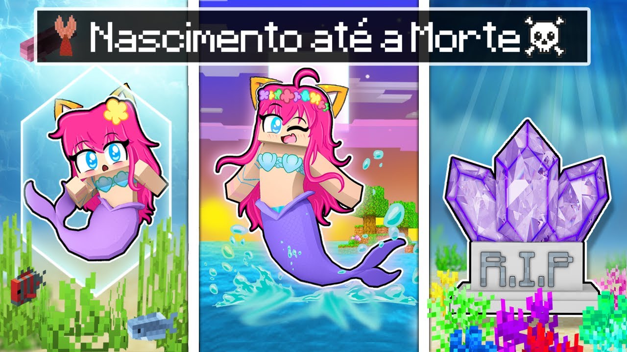 CICLO de VIDA de uma SEREIA no MINECRAFT ! MIAU SEREIA CRISTAL