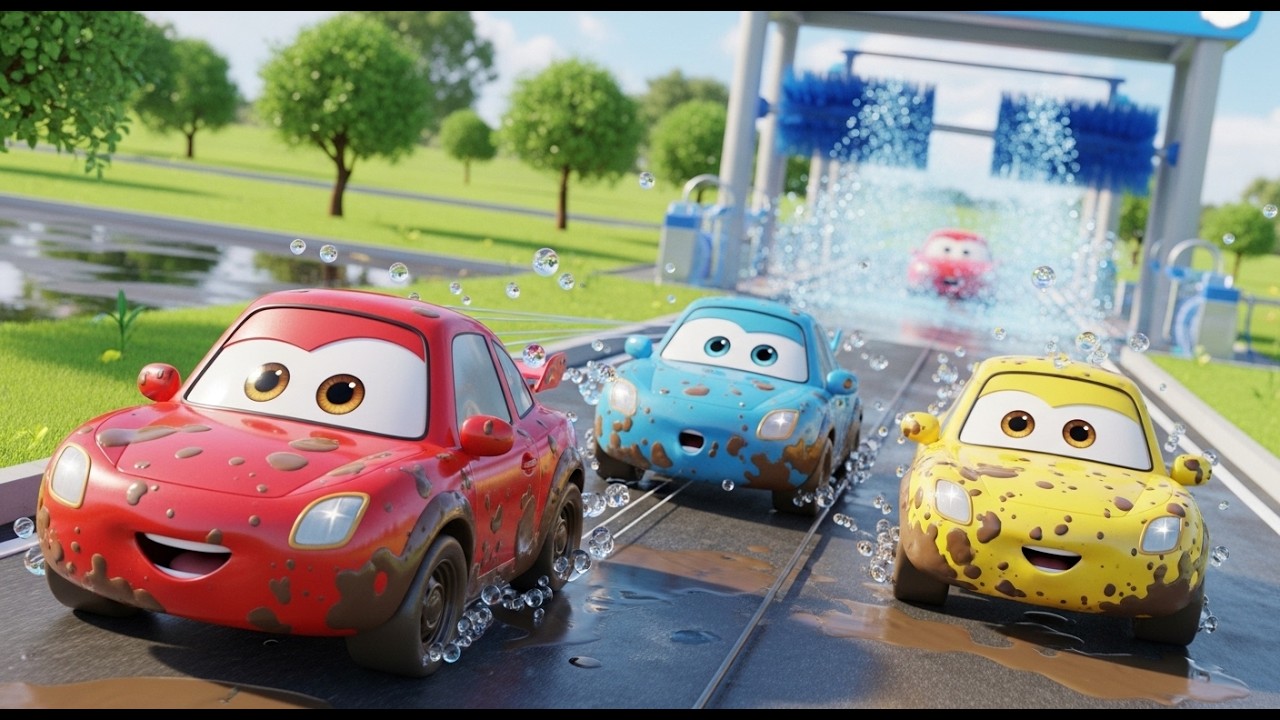 Muddy Cars 🚗💦 Race to the Car Wash | Clean-Up Challenge Song for Kids