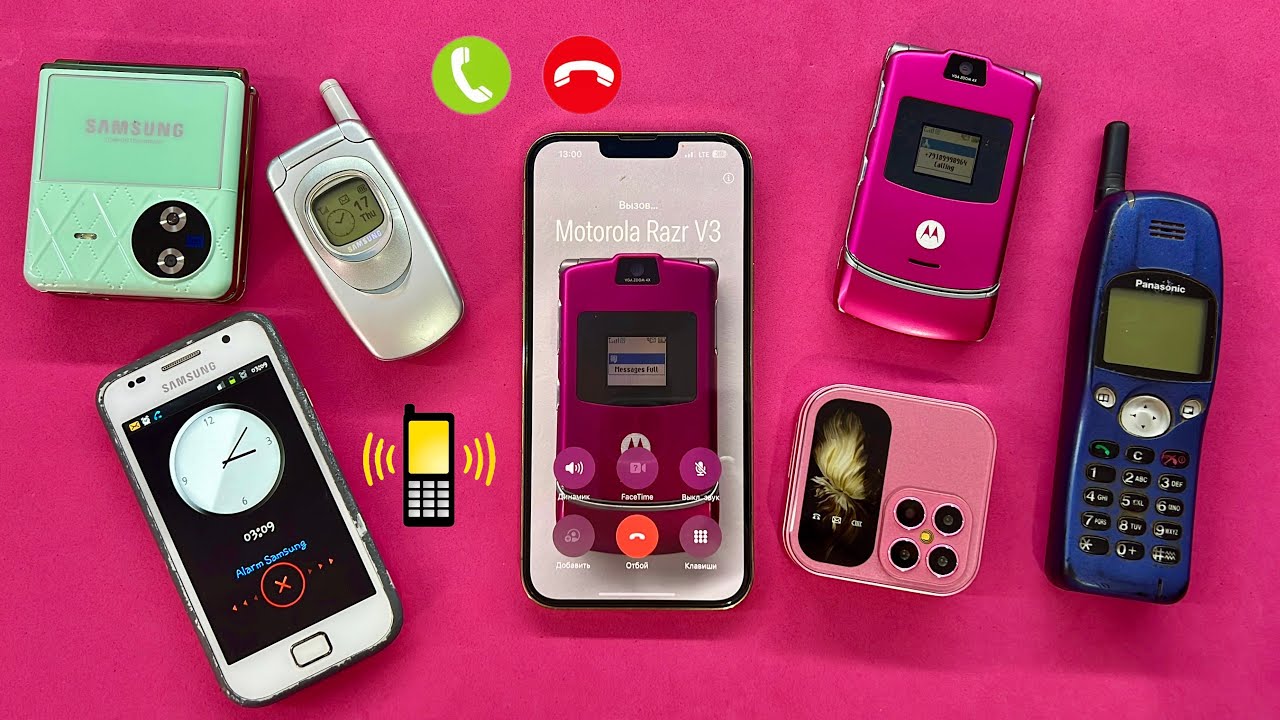Incoming Call from iPhone 13ProMax on Samsung A800,Motorola RAZR V3,i17pro,Samsung Flip7,Panasonic