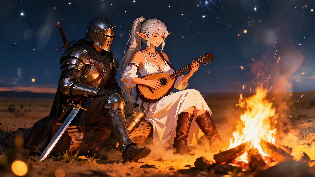 Elven and Knight’s Campfire Serenade | Cozy Fantasy Music for Chill | Relaxing Medieval Fantasy BGM