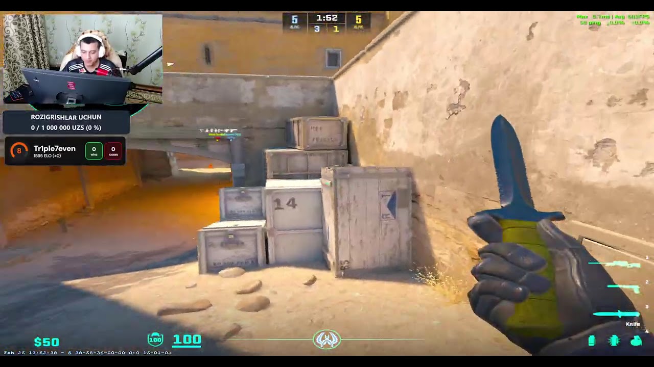 Tr1ple7even, n1yrx999 va neverxxx666 bilan Dust2da WIN | YANGI MANITORDA BENQ 400hz