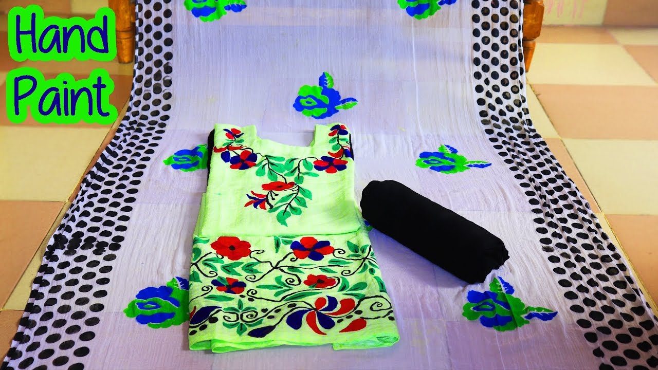 কাপড়ে হ্যান্ড পেইন্টিং/ Hand Painting on cloth for the beginners (A to Z)/ Acrylic painting on cloth