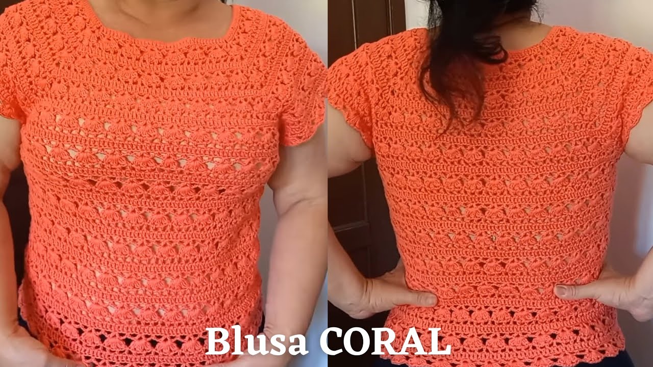 🧡Blusa CORAL 🧡#passoapassocroche #blusacrochet #crochet #croche #artesanato #diy #croche #crochefaci