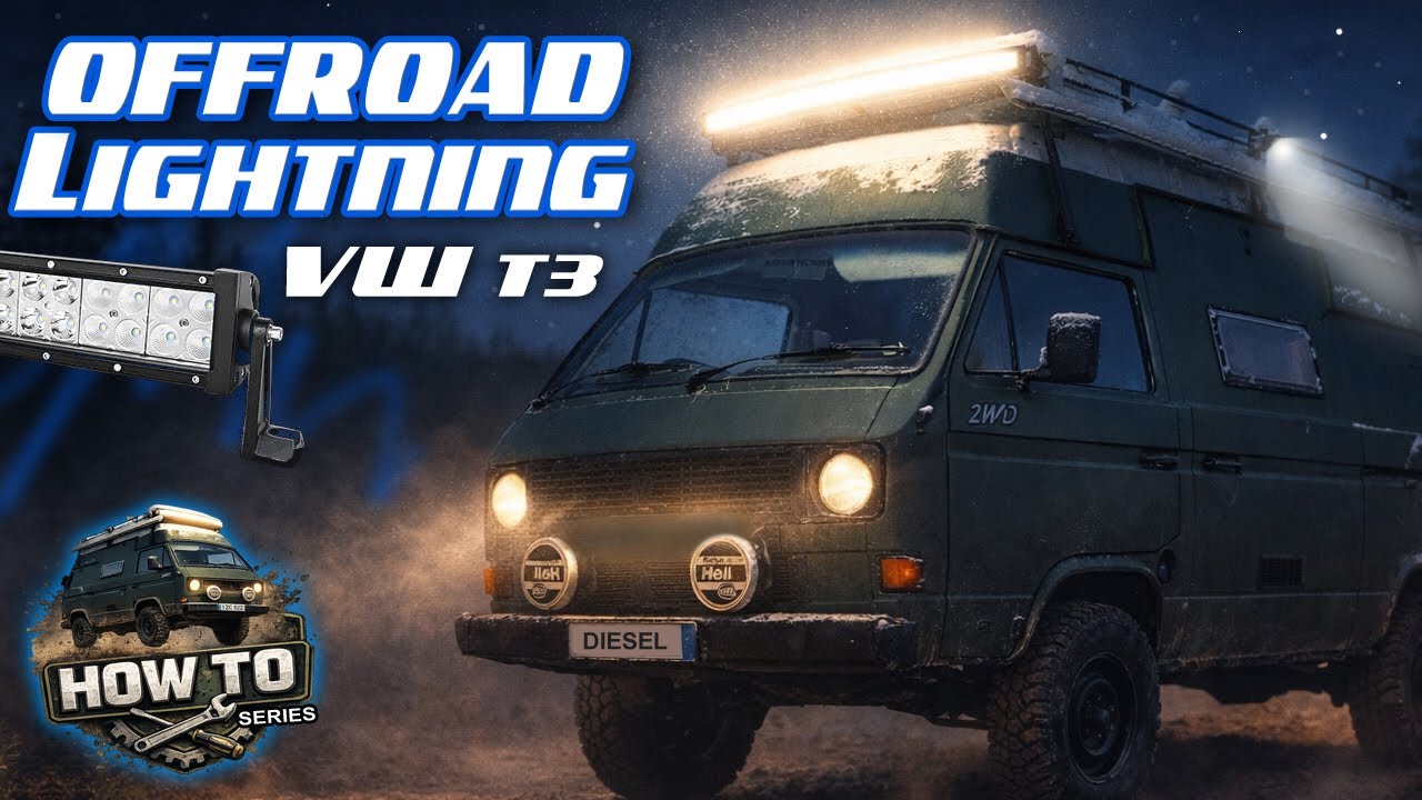 OFFROAD LIGHTNING UPGRADE ON A VW T3 CAMPER - WIRING, DIAGRAMS & NIGHT TEST 4K