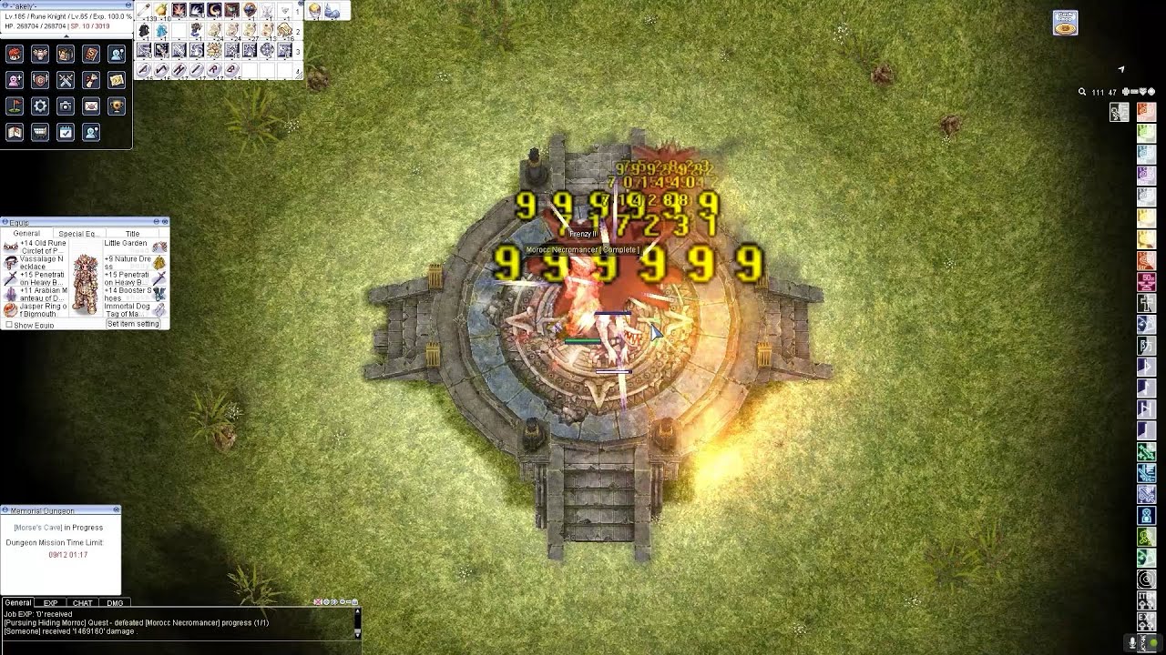 [iRO Chaos] Morse's Cave Rune Knight Critical VS Moroc Necromancer