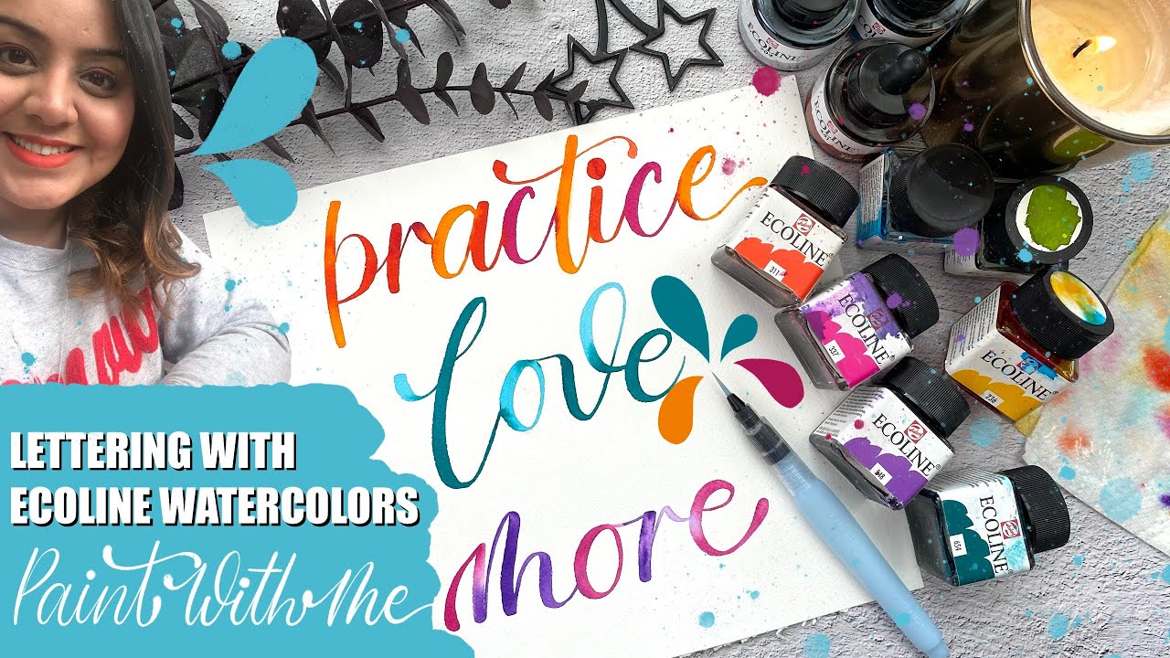 Lettering With Ecoline Watercolors/ Paint letters with me 🎨 #lettering #watercolors #handlettering
