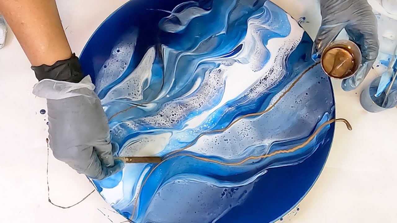 Beautiful Blues Resin Swipe - Bronze Highlights