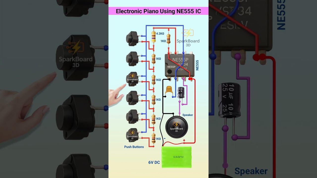 DIY electronic piano circuit | Piano using NE555 timmer IC #piano #circuit