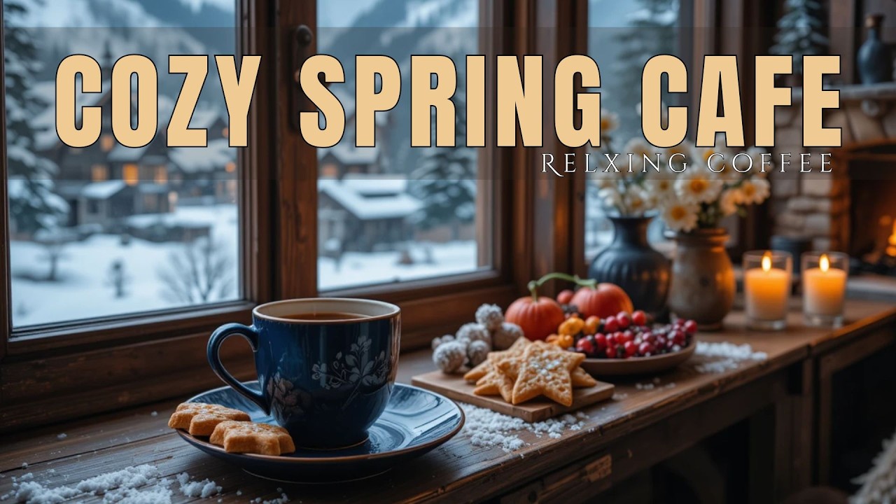 Romantic Spring Cafe Ambience 🌷 Coffee, Flowers & Gentle River Sounds