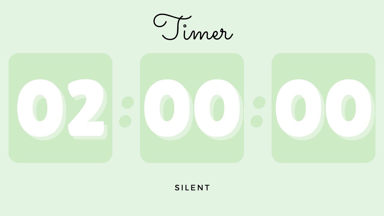 ☘️ 2 Hours Silent Timer with Cute Ending Alarm | Pastel Green Timer