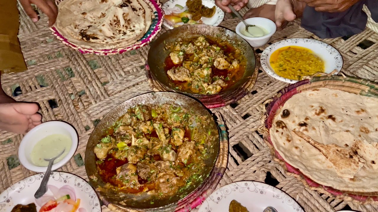 Chicken karahi eating at dhaba hotel