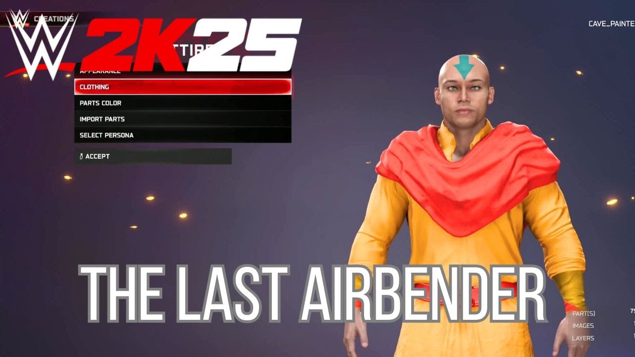 WWE 2K25 Aang CAW – The Last Airbender Enters the Ring! (Full Creation)