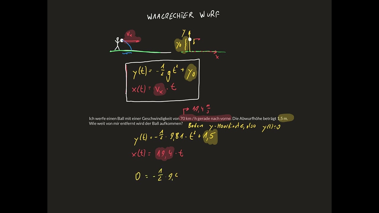 Rechenaufgaben waagrechte Würfe