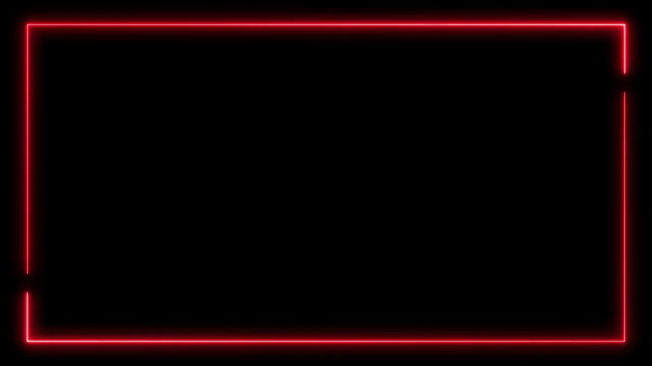 Square Shape Frame 4K -  Red Neon Effect - Green Black Screen - Chroma Key - No Copyright