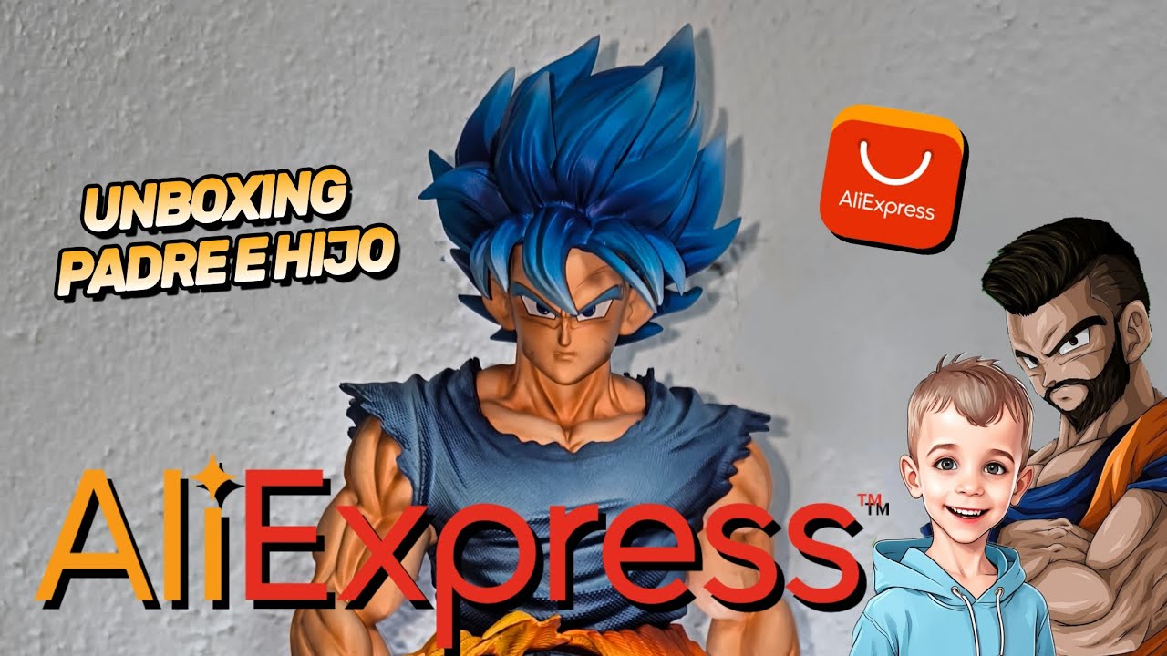 GOKU SUPERSAIYAJIN BLUE de JT STUDIO 💥 FIGURA DE ALIEXPRESS💥. Unboxing padre e hijo.
