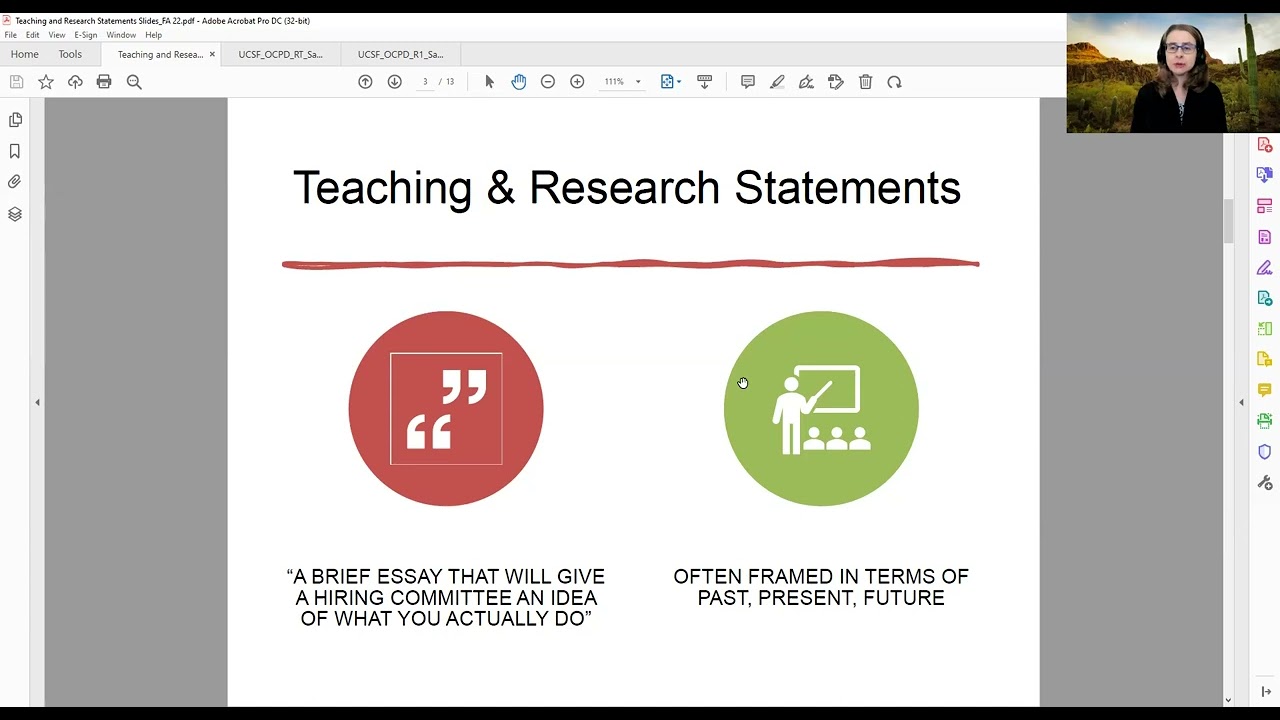 Developing Teaching & Research Statements (Preparing for Faculty Job Applications Series Fall 2022)