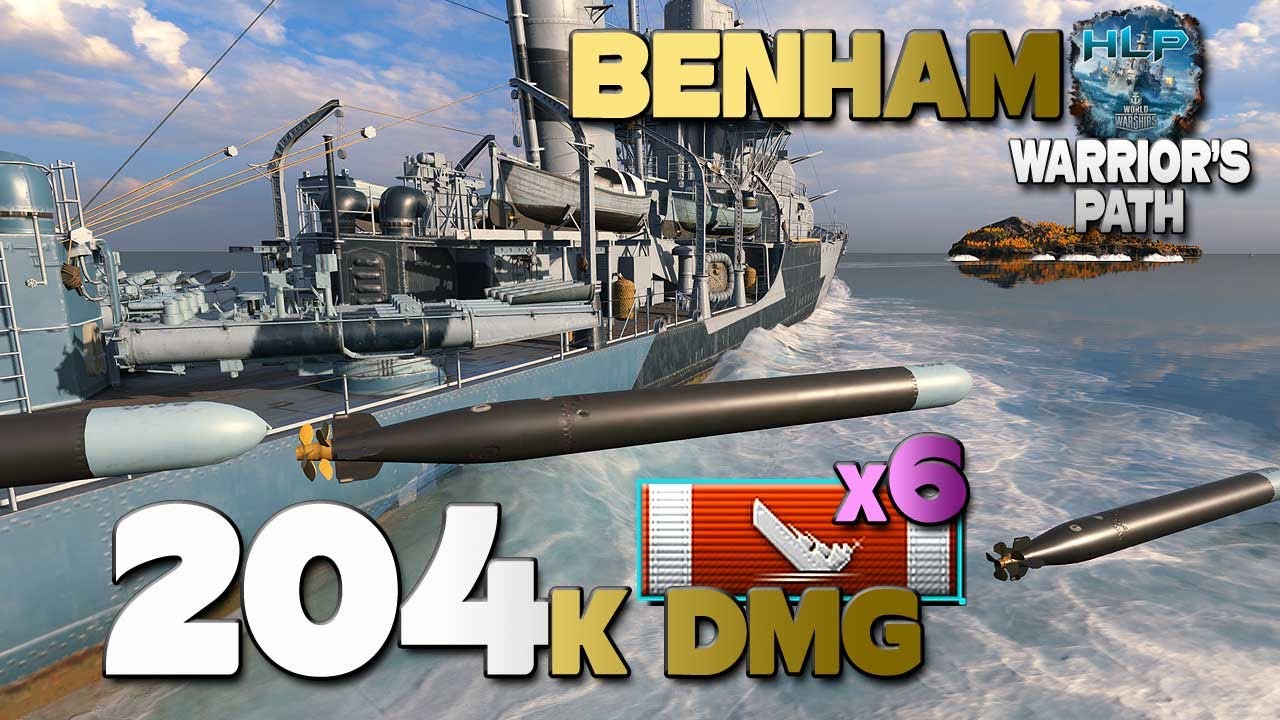 Эсминец Benham на карте Warrior's Path, 204к / 6 - World of Warships