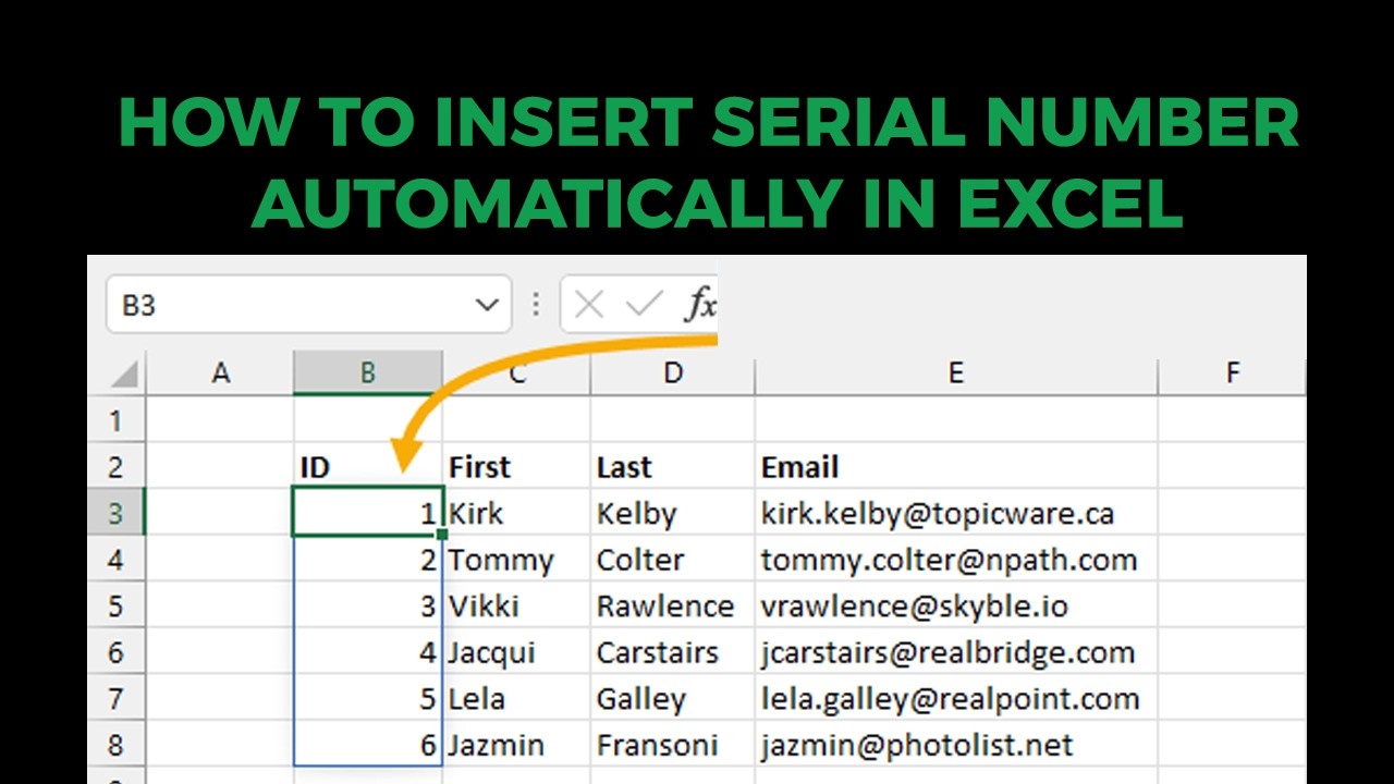 How to Insert Serial Number Automatically in Excel