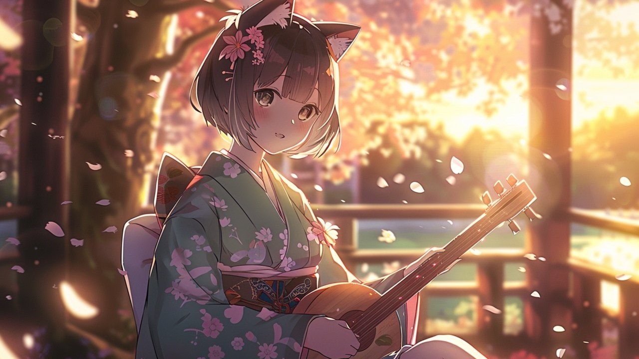 【Japanese Anime LoFI Zen BGM】Kyoto Night Focus – Shamisen & Koto Study Music