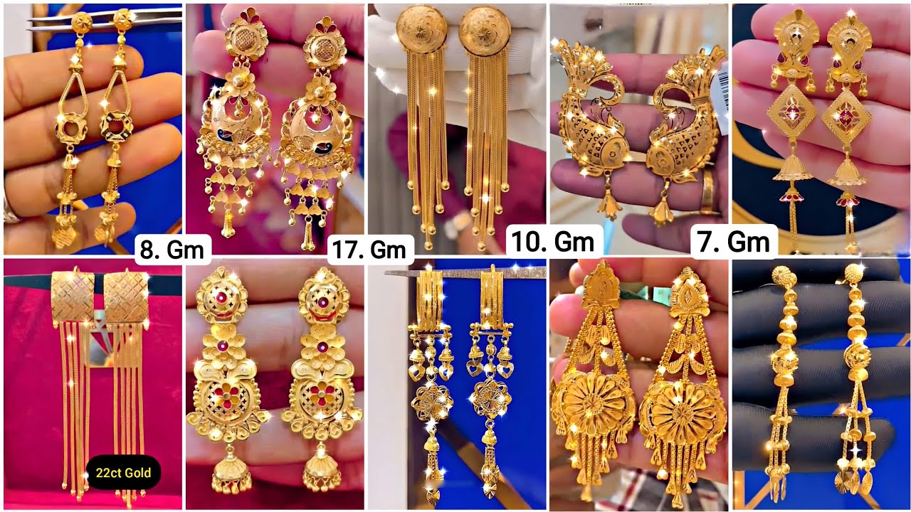 Long Earrings Design |Gold Sui Dhaga Earrings/Design |Gold Earrings Designs New Model 2024 #vlog #76