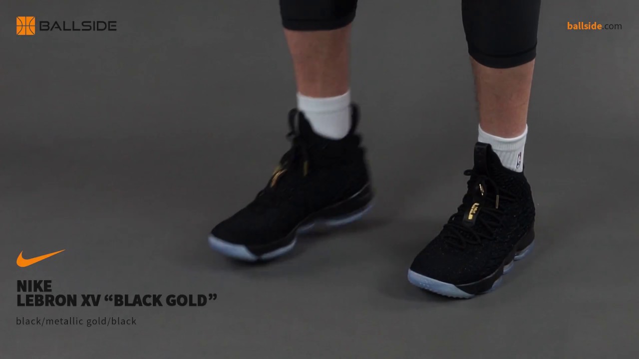 Nike  Lebron XV Black Gold on feet