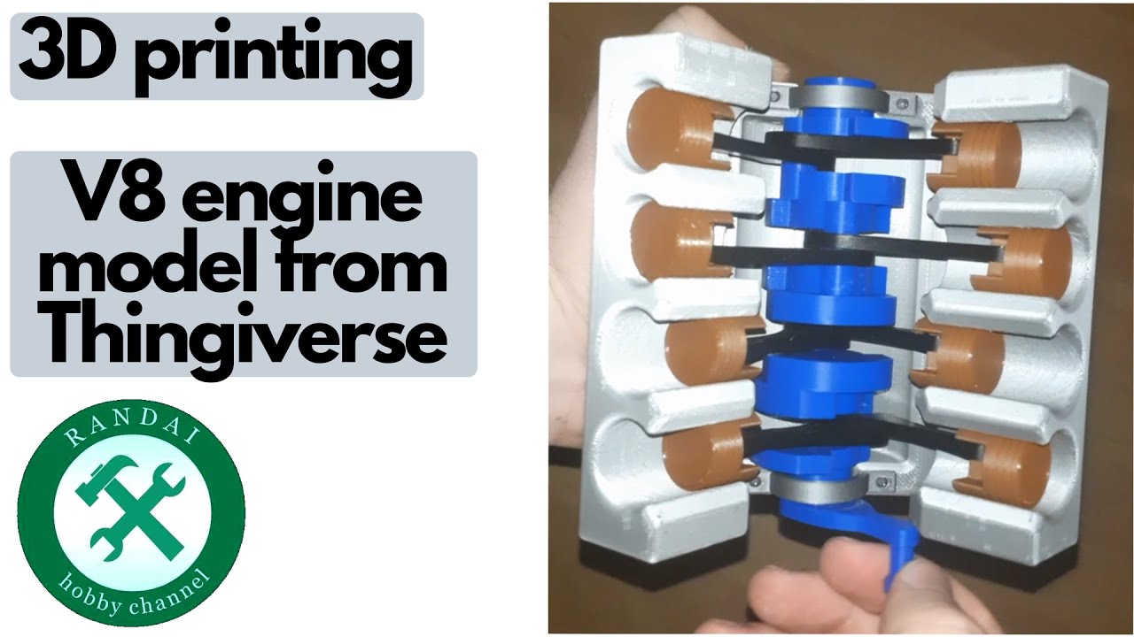 3D printing a V8 engine model from Thingiverse