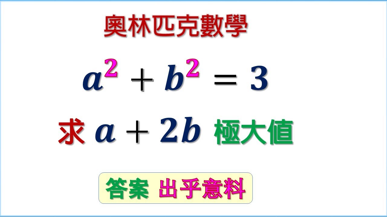 用基礎代數 求極大值  方法意想不到 | 奧林匹克數學