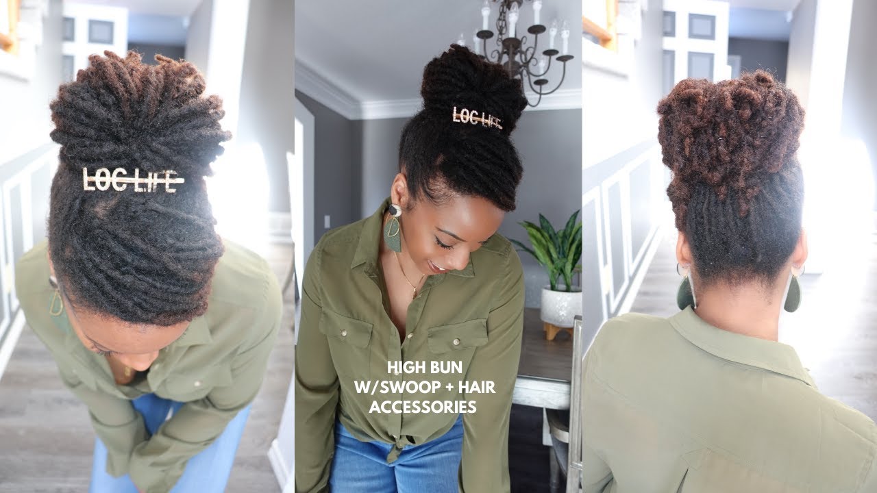 HOW TO: STYLE YOUR LOCS IN A HIGH BUN WITH A SWOOP