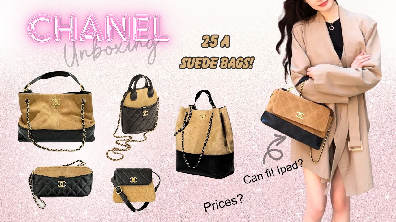 Chanel 25A Suede Brown and Black Bags Unboxing and Try ons Stylings Flap Messager Bag