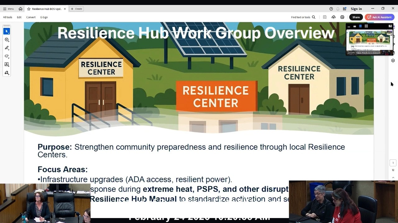 Board of Supervisor Tues Mtg 02-24-26 ·Update on Resilience Hub Work Group of the American Red Cross