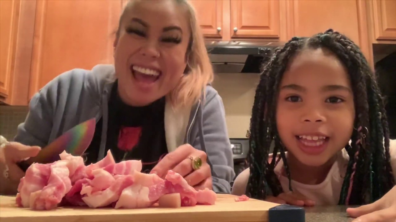How to make caramelized pork belly shrimp and eggs using my new Knives