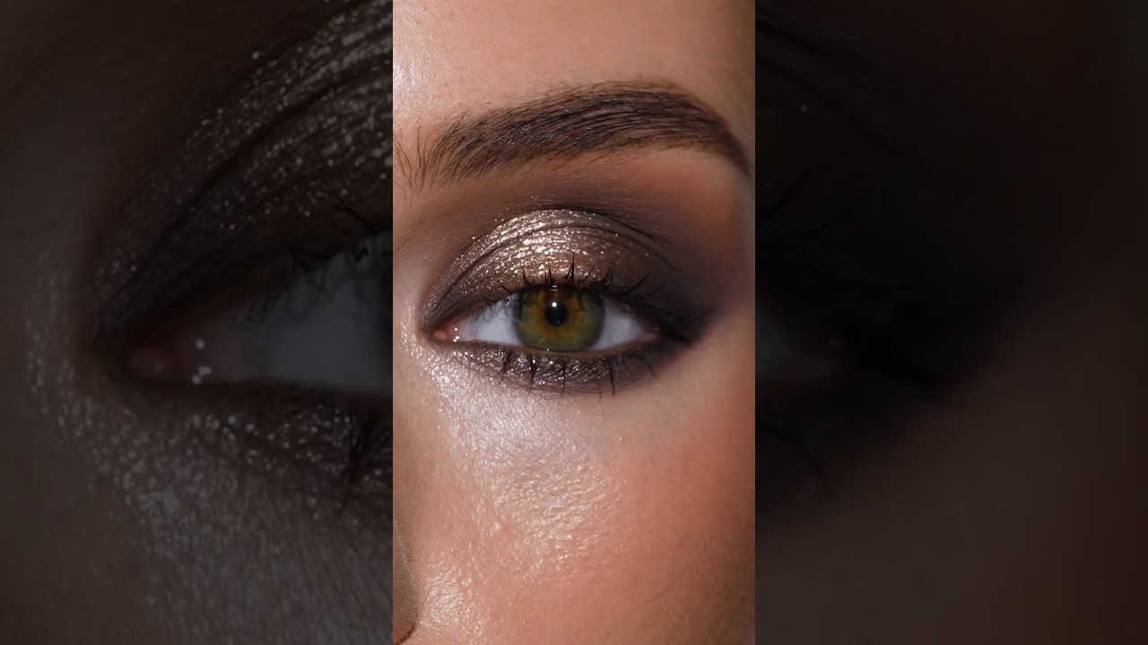 Brown Glittery Eye Makeup Tutorial | Soft Glam Party Look ✨