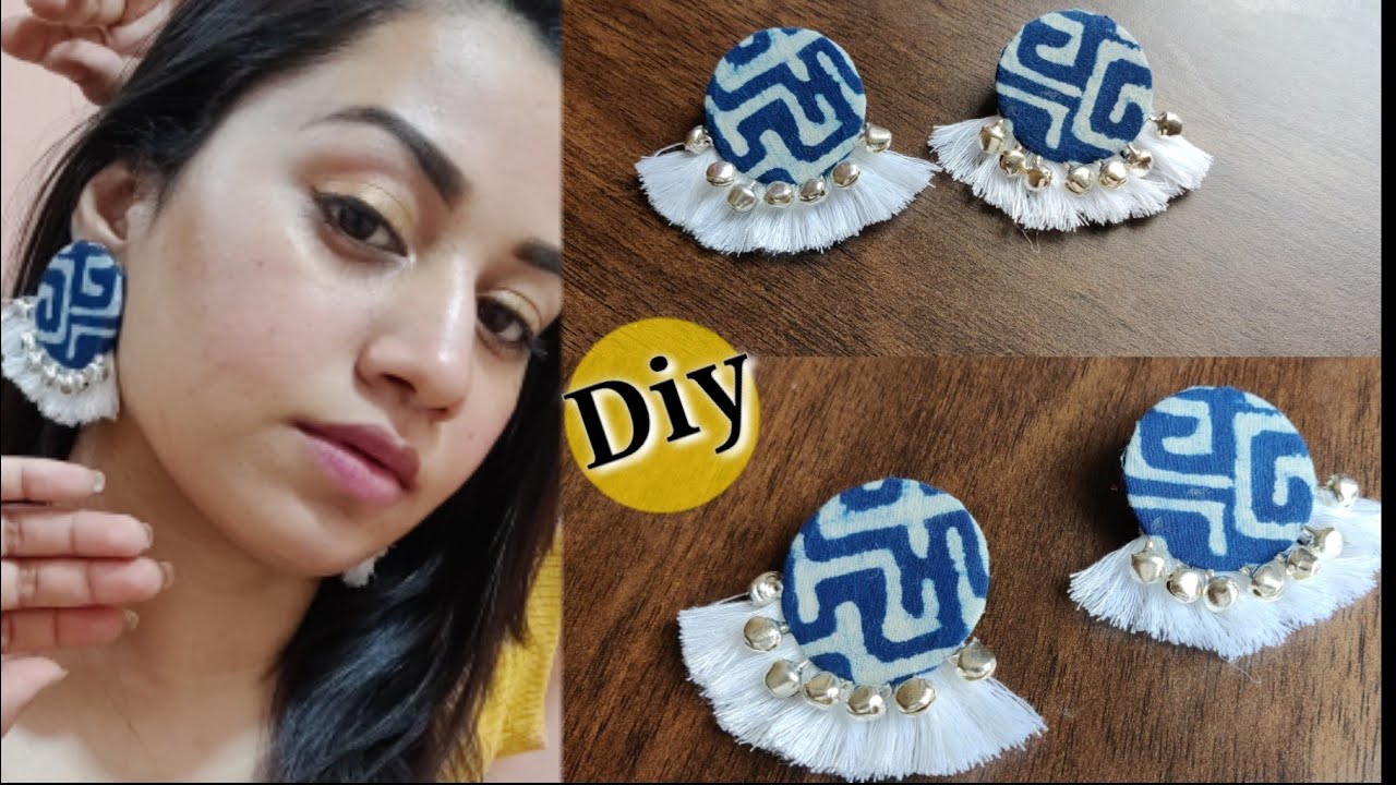 Diy fabric earrings // Handmade Fabric tassels earrings making at home