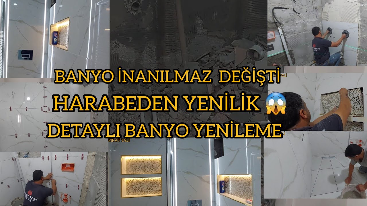 detaylı banyo seramik yenileme çalışması. detailed bathroom renovation