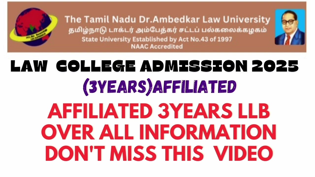 3 years LLB affiliated important information for all applicants / law admission update 2025 #tndalu