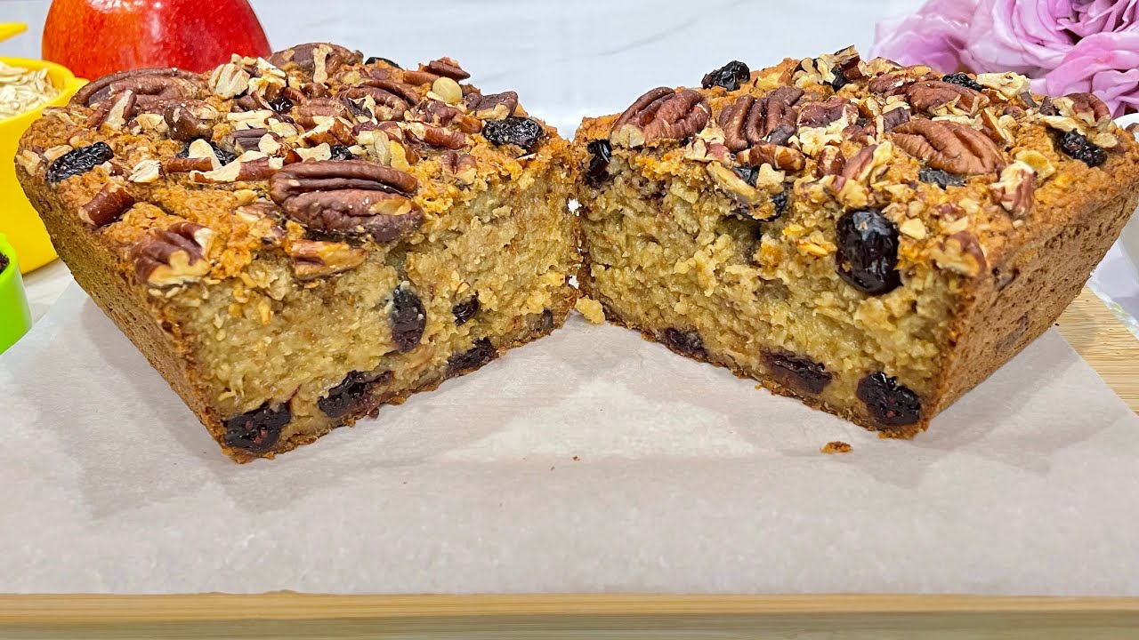 OAT PECAN CAKE  NO FLOUR!NO REFINE SUGAR!Moist & Tender | Hearty, Wholesome, and Crunchy!
