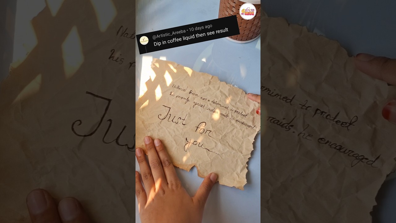 Make a vintage paper with coffee liquid 📜 #craftidea #vintagepaper