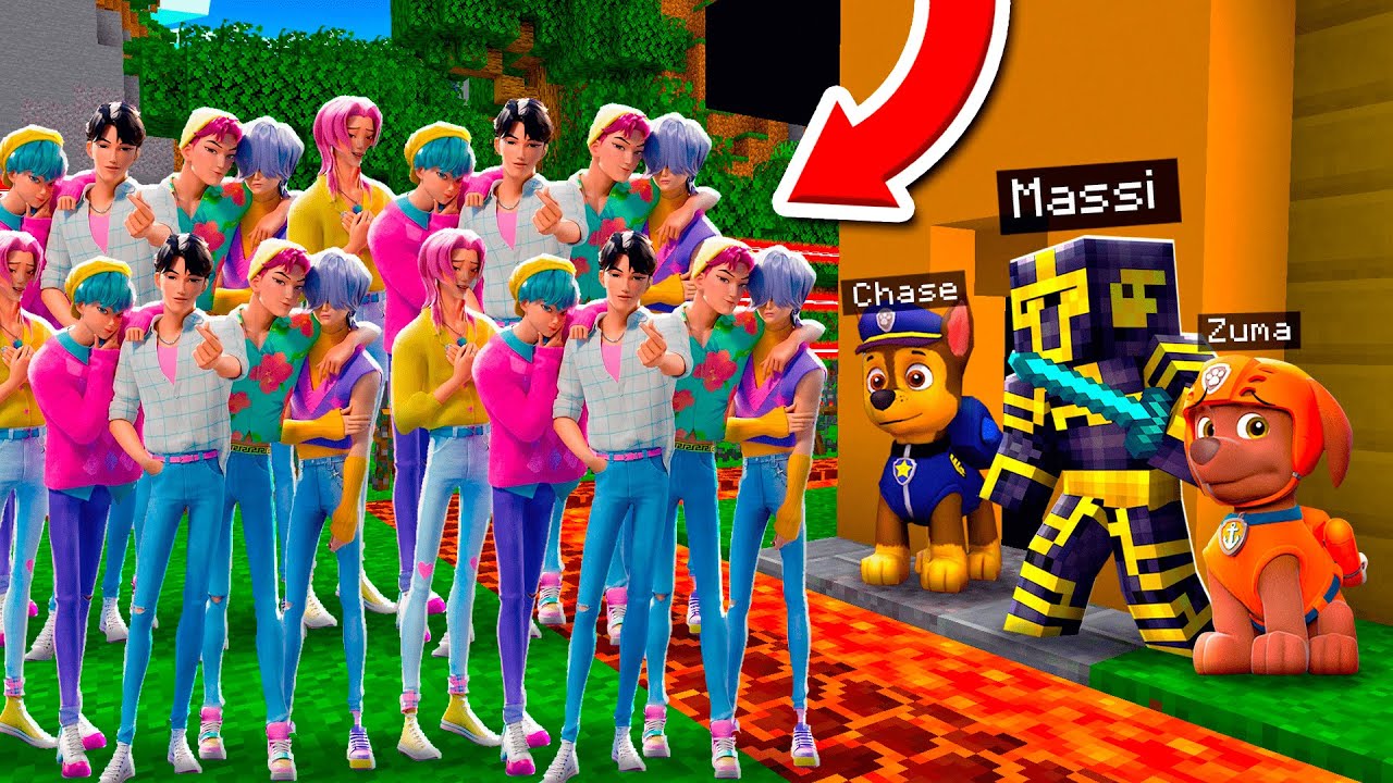PAW PATROL ME AYUDA A DEFENDER MI CASA DE APOCALIPSIS DE SAJA BOYS EN MINECRAFT 😱