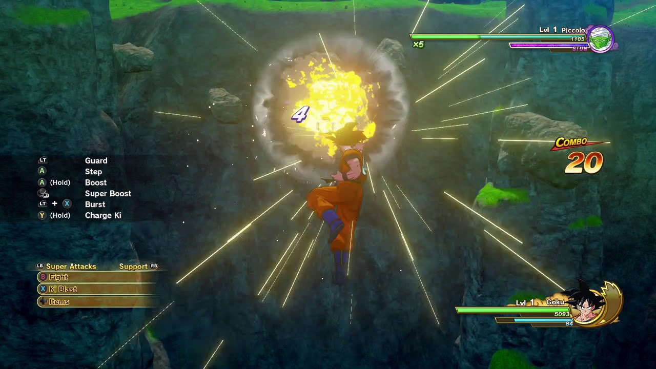 Dragon Ball Z Kakarot Battle Basic Controls Ki Blast and Melee Attacks