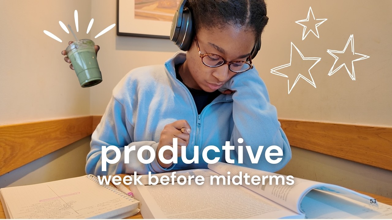 PRODUCTIVE Study Vlog 🎧: REALISTIC uni midterm prep, note taking, lectures & more